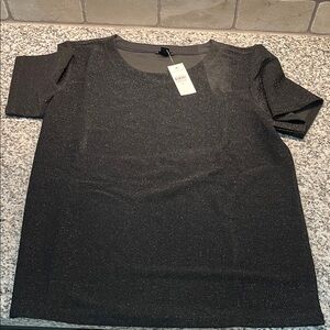 Ann Taylor Black Sparkle Short Sleeve Top